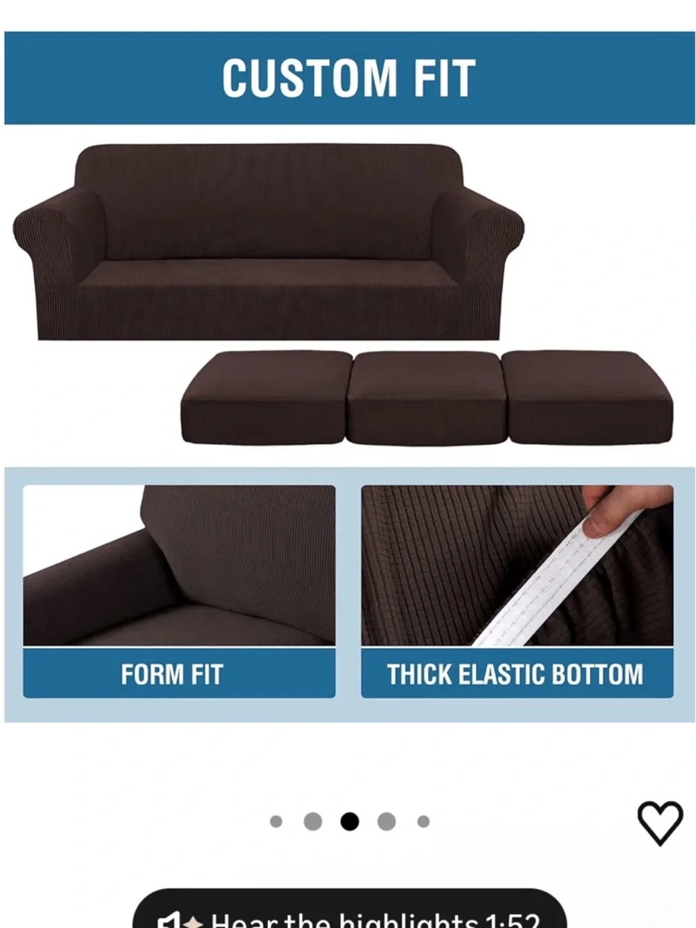 H.VERSAILTEX 4 Piece Stretch Sofa Covers For Couch